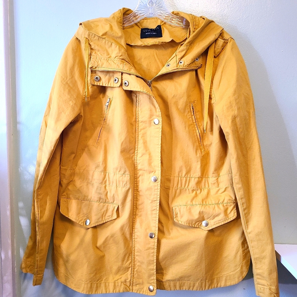 Yellow/Mustard lightweight hooded jacket Sz Large